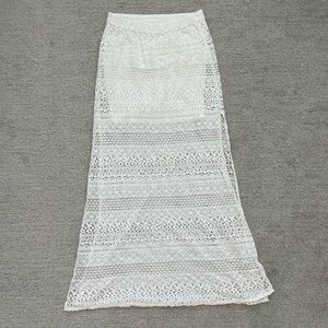 Hollister Women’s Lace White Maxi Skirt Boho Casual Summer Spring Coquette